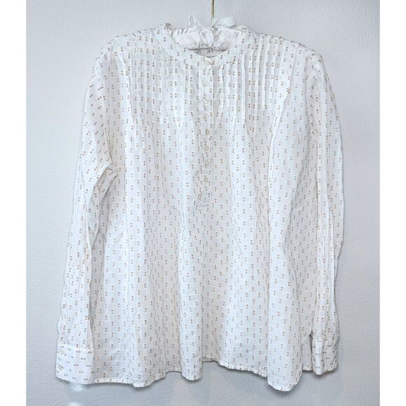 The Great. Embroidered Mock Neck White Beige Blouse - Picture 13 of 13